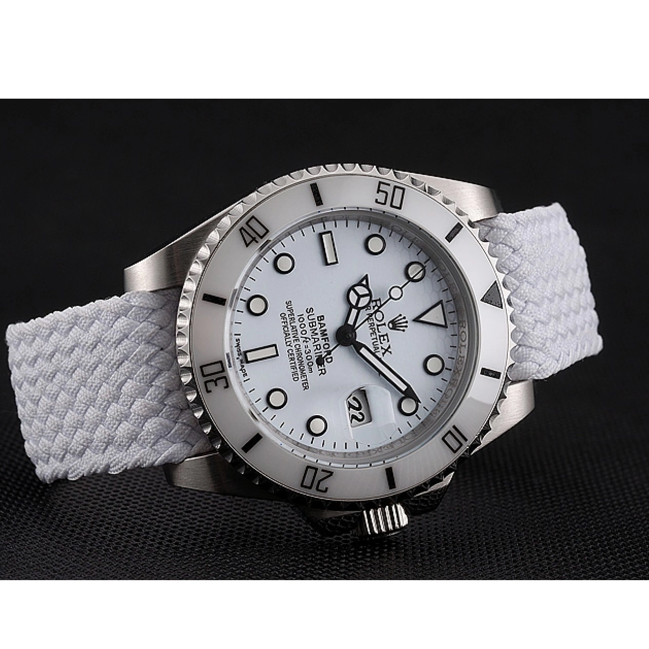 Best AAA Replica Sites White White Bamford Bracelet Submariner 1453867 Rolex Dial Fabric 0819